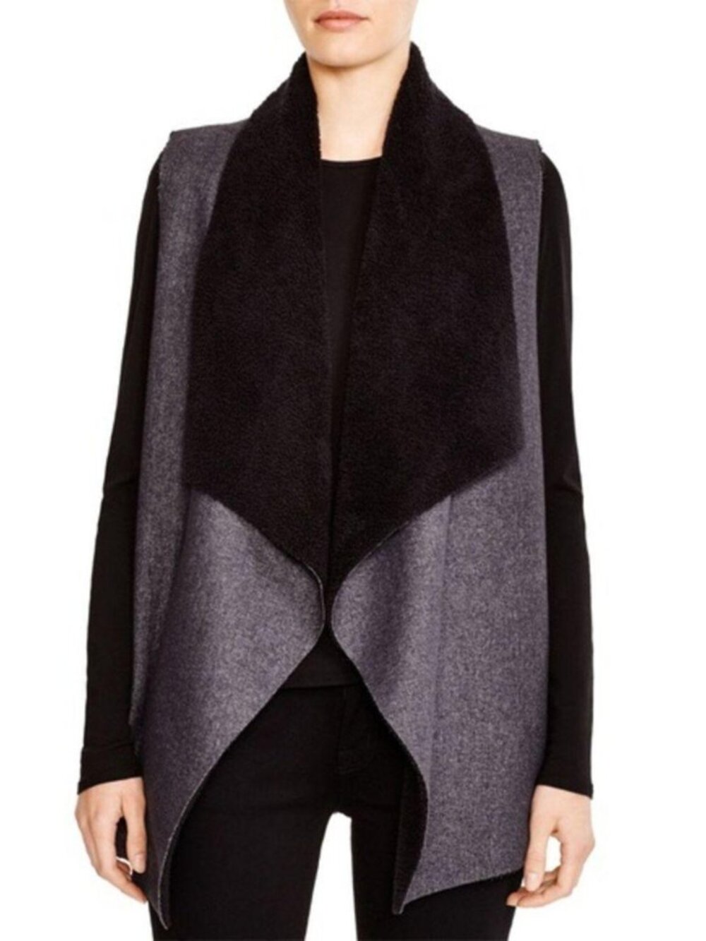 Splendid Keane Sherpa Vest in Dark Smoke — Medium
